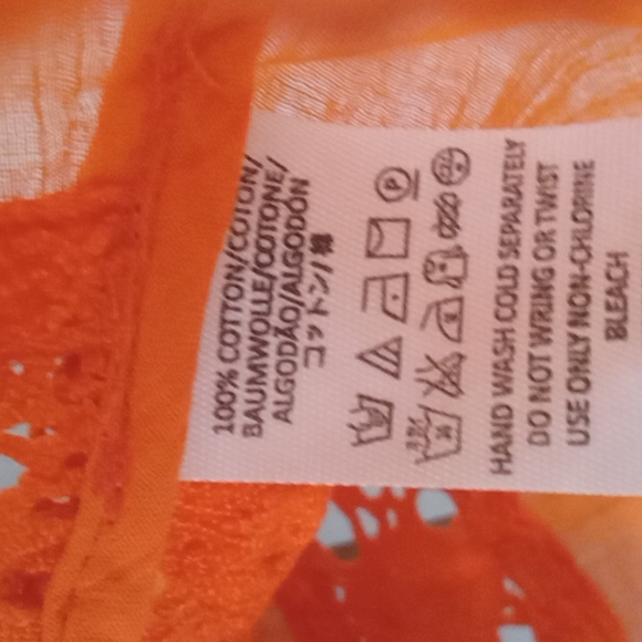 🧡 Free People S Tangerine Button-Back Eyelet Tank - Picture 4 of 5